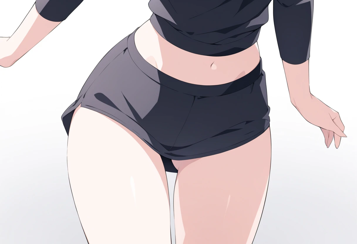 Momoko Koigakubo, a tall girl with beautiful legs, is wearing white gym clothes and light navy blue bloomers that look like panties, and is standing facing the viewer with her legs spread to the sides and her mouth open.。blush。