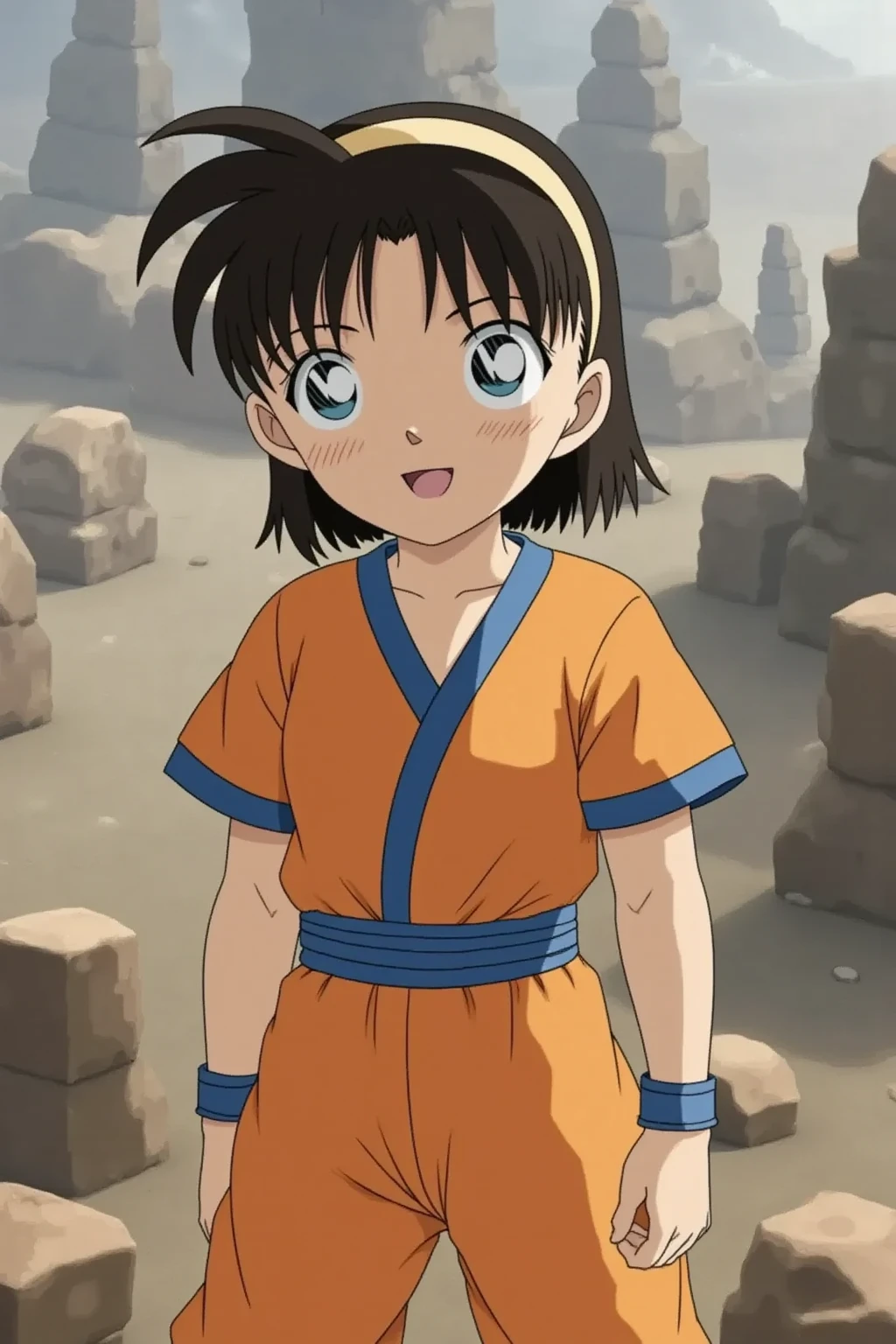 Girl cosplaying Son Goku in Dragon Ball