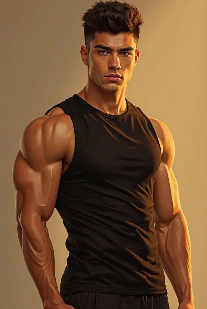 high quality, detailed, Realistic, (25 years old tanned shemale body builder), (strong muscle legs), (detailed black eyes), (black ultra short hair:1.1), (muscle),(tanned dark brown skin), dungeon, (black tiny thong), (bulge:1.2), (detailed puffy nipples), detailed areola,sweat, best quality,4k,8k,highres,masterpiece:1.2),ultra-detailed,(realistic,photorealistic,photo-realistic),evil smirk, face close up,--no watch,