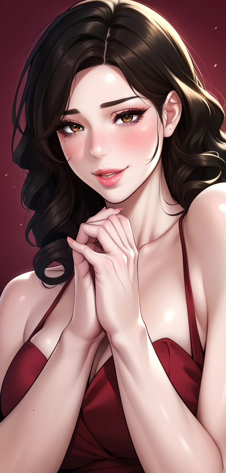 1girl,a beautiful fashion model ,(masterpiece, detailed background, best quality), shoulder length and shiny hair, black hair,smirk,juicy lips,red lips, lingerie, , elegant makeup, exhibitionism, influencer, thot, (((pov, missionary, sexual, sex, man having sex with girl))) full body, body shot,