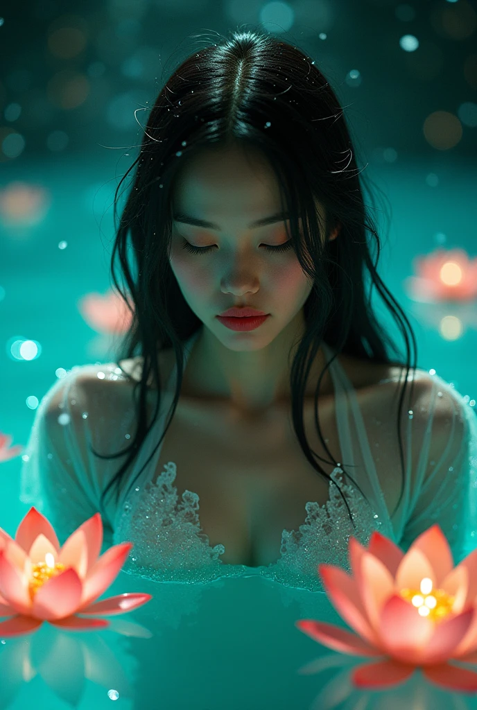 32k, Masterpiece, Highest quality, One girl, Detailed eyes, flower,gladiolus, Yellow and red style,A dreamy, romantic piece,Pale yellow, Mysterious Leaves,A playful arrangement,Fantasy,High Contrast,Ink strokes,explosion,Exposure, Impression of light blue and red tones,Abstract,((Watercolours by John Berkey and Jeremy Mann )) Brush strokes,Negative Space, Tyndall effect,