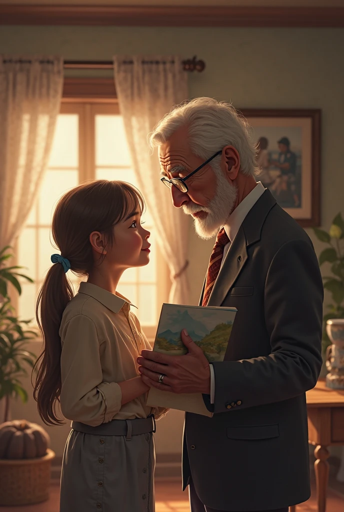 /imagine prompt: illustration of A beautiful little girl with long pig ears hugging a middle-aged man ,embrace, daughter::10, Middle aged men::15, Happy Smile::16, rule of thirds composition::8, ultrawide shot::16, Unreal Engine::13, beautiful lighting::10, Dramatic light::10, Cinematic::8, Dramatic::9, hyper quality::8, ruins::12, Steampunk::15 --seed 525 --s 400 --q 2 --c 10