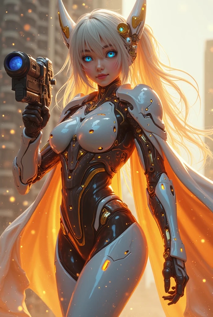 masterpiece、top-quality、ultra-detailliert、very detailed illustration、ighly detailed、intricate-detail、hight resolution、super complex detailtremely detailed 8k CG wallpaper、Full body shot、Caustics、Reflectors、Ray traching、(1 persons:1.5)、独奏、mecha musume、Mechanical parts、Robot joints、Complex mecha bodysuits、Super long hair、(Gentle smile:1.5)、beautiful countenance、A detailed face、perfectly proportioneautiful waist、Navel、big butts、Neat and neat buttocks of round shape,、Crotch gap、Large Thigh、clong legs、white hair、hairs between eyes、O cabelo multicolorido、Inner hair color、red eyes、Luminous Eyes、(randome pose、dynamicposes,:1.2)、(The background is outer space、stele、planet earth、a moon,) --auto --s2