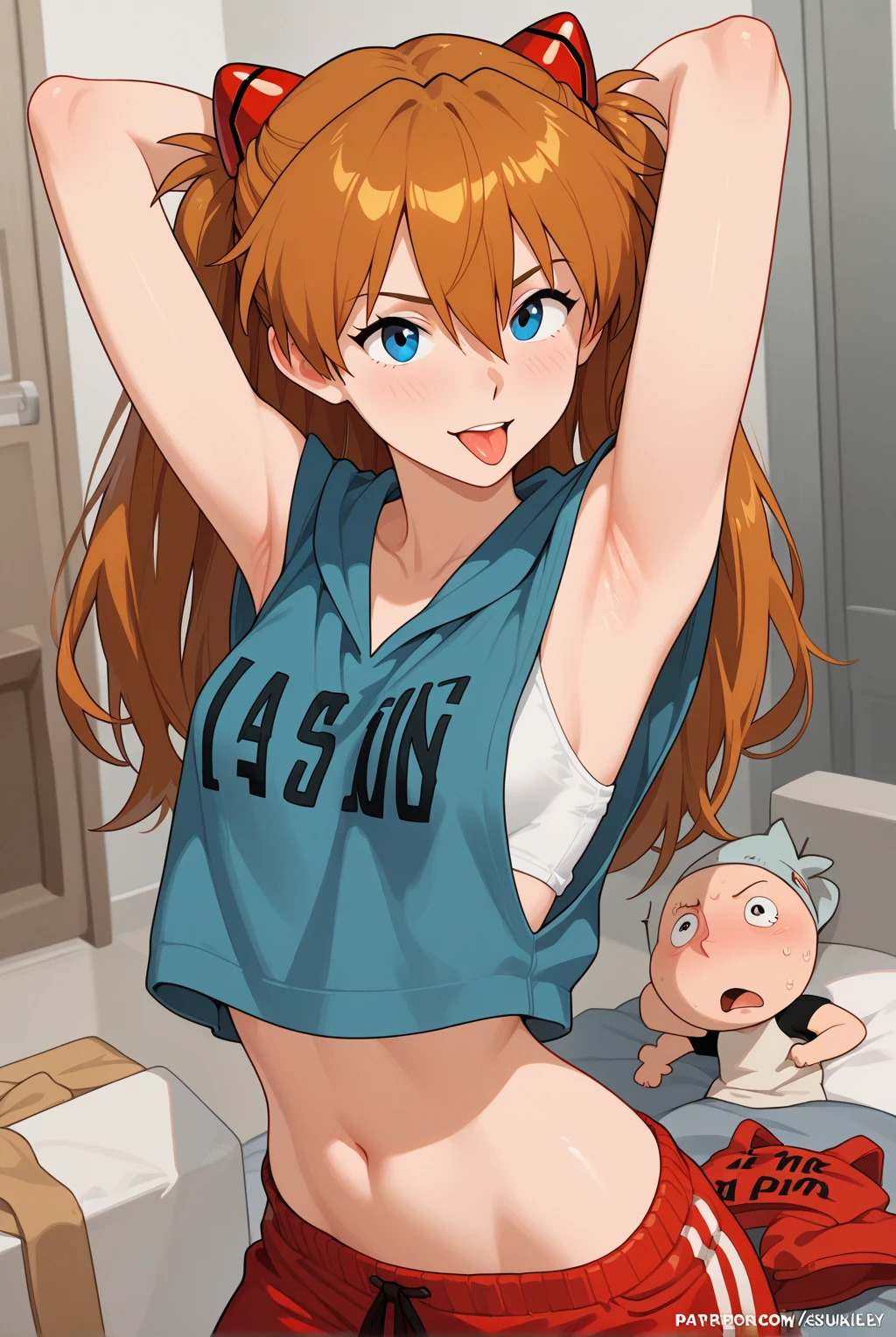 onepiece,US,Large Breasts、Long chest、blush、Sweat、In the heat、Anonymous, Long Hair, Orange Hair, Earrings, Brown eyes,,(t shirt maxi(tight)dress)、Troubled face、 {Highest quality}, {so beautiful}, {Very detailed}, {Best illustrations},{best quality}, {very aesthetic}, {ultra-detailed}, {best illustration}, nsfw, girl, black hair, vagina, sex, girl lying on the bed,sweat、