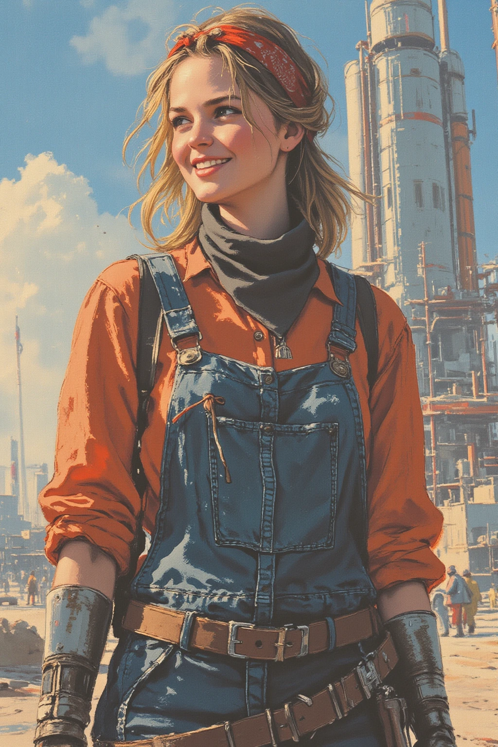20 years old,1 mature woman,hyperrealistic, 8k, (extremely detailed 8k), (very delicate and beautiful), (masterpiece), (better quality:1.0), (ultra high resolution:1.0), (masterpiece, best quality),cute,black hair,big breasts,ponytail,POV,overalls,full body,white background,realistic skin,looking at viewer