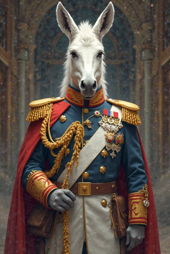 Napoleon on a white horse、A man touted as a hero、A true warrior、Brave Pose、Humorous face、Unique attire、Eyebrows that make the viewer laugh、Flying in the sky with balloons、Magnificent metropolis、A surprisingly advanced futuristic city、Tokyo Tower、Adonis、cool、 real、a picture