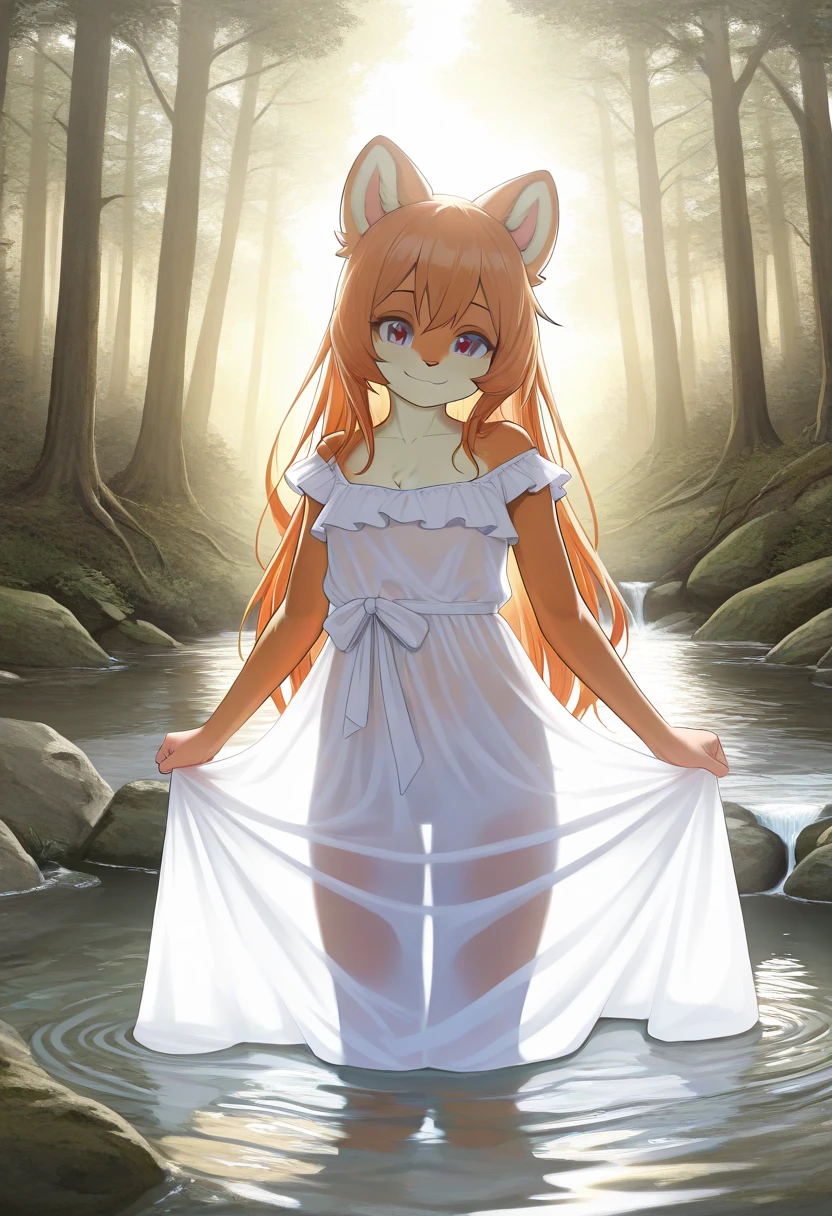 ((extremely detailed CG unity 8k wallpaper)), masterpiece, ultra-detailed, high resolution, nsfw, hentai, (deer girl, faun, anthro, small breasts, slender, , tiny, "absurdly long ornate brown hair with bangs tied low with a ribbon", green eyes, deer ears, princess, bride, wedding dress, white mage, ornate filigree circlet, long silk bridal veil, bridal gauntlets, white lace gloves, [[fluffy deer tail]], [[("ornate white gown with gold embroidery and long open detached sleeves")]], crying, orgasm, pleasure, masturbation, blush, beautiful, innocent, hooves, spotted fur, bare shoulders, deer tail, sex, vaginal penetration. A white lace wedding veil falls to her knees. White silk stockings adorn her legs, running from her thighs to where her hooves begin, and are attached with a garter. Her green eyes are gentle and soft. Her soft brown fur is speckled with white spots. Her white dress is lifted to reveal her ornate white panties, decorated with ribbons. The princess bride has been thrown into a writhing pit full of tentacles. Her arms are suspended over her head, bound by a slimy tentacle. She is hypnotized into submitting to the tentacle monster, violated and fucked under the gaze of a giant glowing eye. A single tentacle extends from the eye to brush against her cheek, forcing her to stare directly into the floating eye monster. More tentacles coil around her frail body, wrapping around her legs, arm, neck, and waist. A tentacle has penetrated her virgin vagina, tearing her hymen as it plunges into her untouched womanhood. Tentacle Sex, defloration, taking virginity, fucking, penetration, sex,