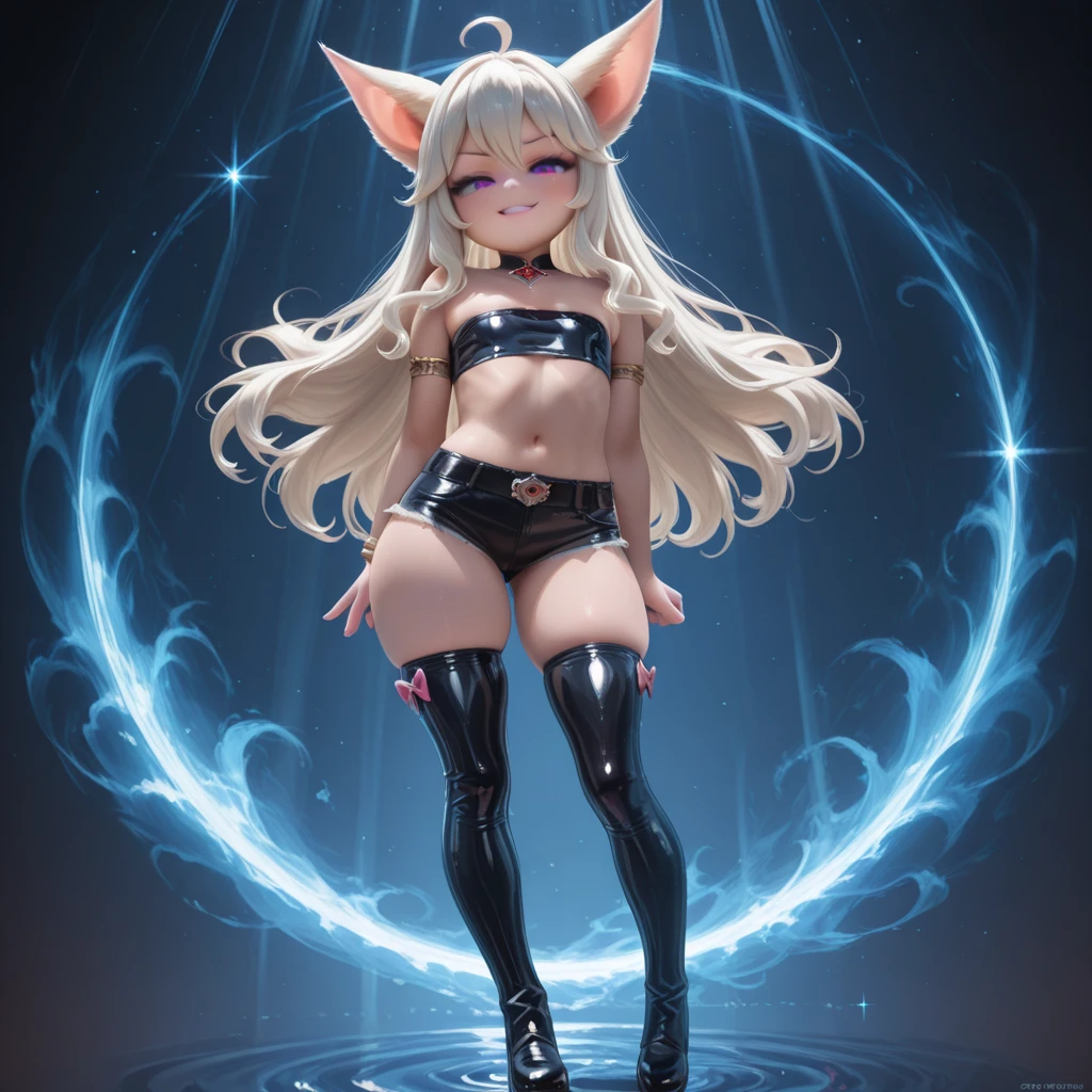 Transparent hair、hime-cut、Golden Eyes、eye glasses、ssmile、early  girls、flat chest、Thin pubic hair、Beautiful open legs、parka