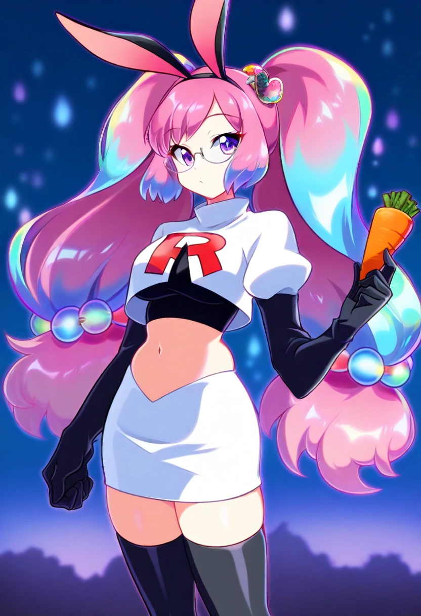 Space girl polo tall big chest long pink curly hair light wave her green eyes she wears a metallic pink corset and her white thong inside her leg blue striped socks she wears white metal space boots and she wears her head pink helmets outside green protection
