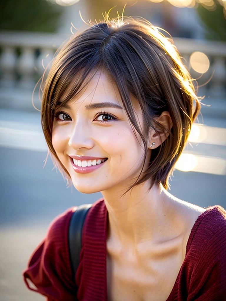 Bery short hair Boyish hairstyles with short hair lingerie Brown hair Colossal tits A big smile
