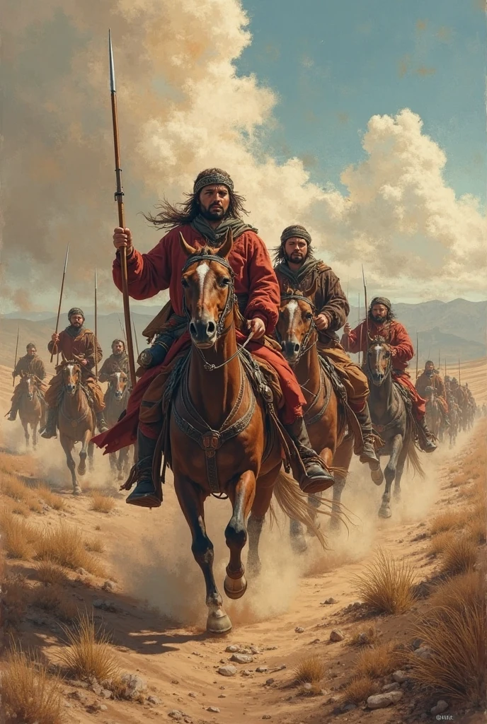 A group of Turkic cavalry that is plundering(There are no modern items)ancientry