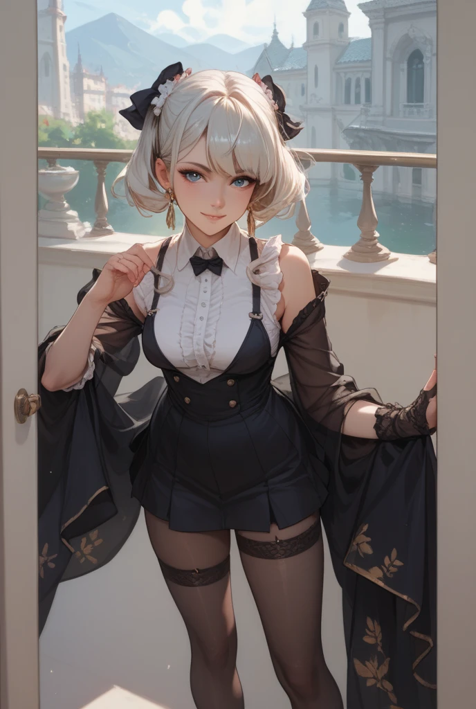 ((Лучшее качество)), ((шедевр)), (подробный), sexy girl in stockings with a strap-on