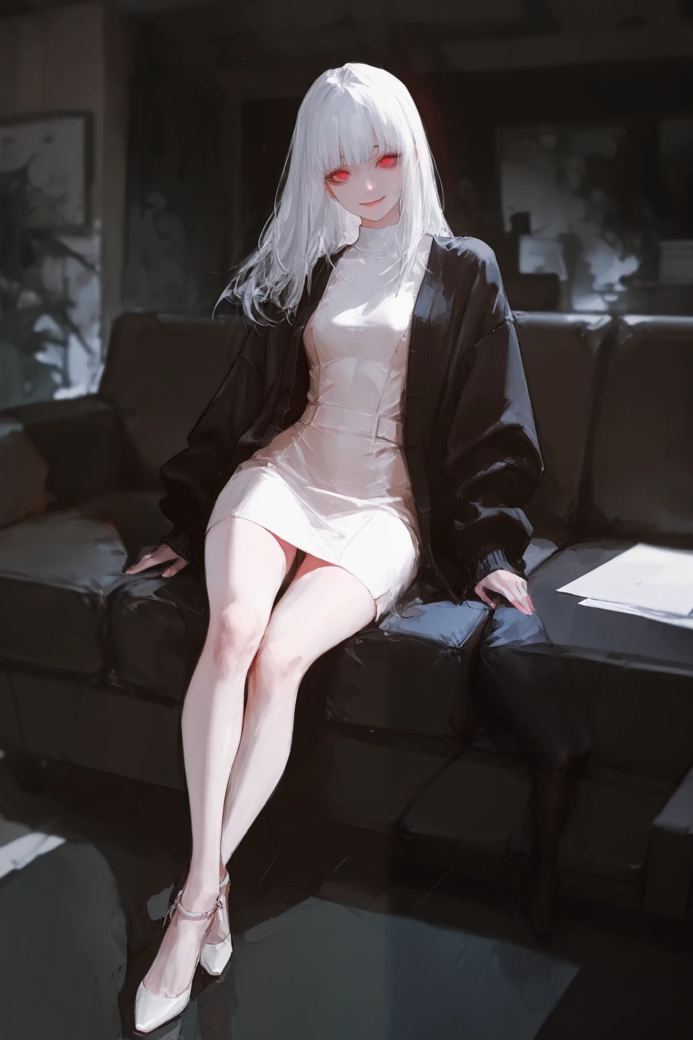 top-quality、超A high resolution、(Photorealsitic:1.4)、(1人、12 year old)、(faded gray hair:1)、(huge-breasted、Colossal tits、small areola)、(looking at viewert、a closeup、a room、inside the house、The front door of the house)、(panties on、Take it yourself、masks), silver