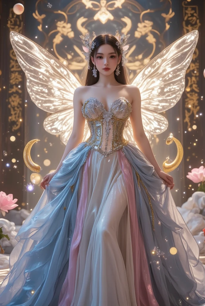 Beautiful dance, She gently lifted her skirt with one hand, Long legs , In the swimming pool, ((Flowing long hair))Official Art , Unity8k Wallpaper , Extremely detailed , Visible cleavage, Pretty and beautiful , 性感Long legs, masterpiece , best quality ,Practical, Very detailed illustrations ,Extremely detailed , Intricate details , Extremely complex and detailed , Very detailed 8KCG wallpaper , Caustics .reflection , Ray Tracing , Devil theme ,nebula ,Dark aura, Network Effects , (1 girl)solitary , 小蓝Butterfly , There are dozens of monarch butterflies around , (Blue plasma flame , (insect , Butterfly)) Pastel tones in Rococo style ,Light white and light dark red , Incredibly beautiful , Cherry blossoms , Surrealism ,painting , Ethereal , Mixing reality and fantasy elements ,Ray Tracing , Complex Mode , Exquisite lines , Perfect your hands, Starry Sky , rich and colorful , Star