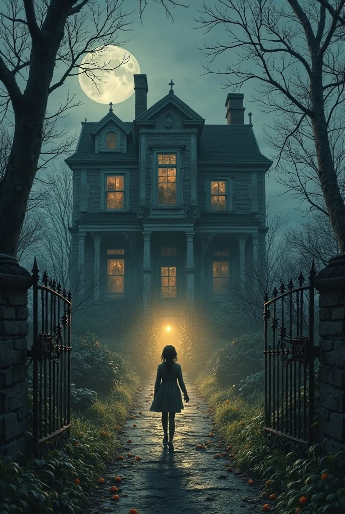 Sofia, A curious girl, finds an old painting of his grandmother in the attic. The painting shows a house very similar to yours., with dark and empty windows. Intrigued, Sofia cuelga el cuadro en su habitación. That first night, when observing it, sees a candle light turn on in one of the windows of the painting, although the light goes out quickly. 

