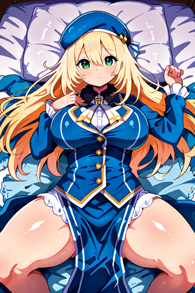 (best quality, In 4K, 8K, High resolution, muste piece:1.2),Super detailed, (Reality, photorealistic, photorealistic:1.37),30 year old woman,ripe woman,Mature woman,,muster piece, Top quality, Ultra-fine,maximum resolution, Extremely detailed, sexy,beautiful eyes,(blue dress,frill,red bunny ribbon,thigh high socks,large breasts,groin focus,white panties,spread legs)),thong,wavy hair,Cord,blonde hair,Seductive thighs,standing,cowboy shot,in Forest
