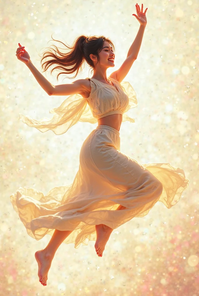 (Full body shot:1.3), (1girll:1.2), anatomy correct, Must show your face, Dance on top of a mountain, The breath of nature, Uniform high heels must be worn, (Shine skin:1.3), (In pink|amarelo|blue colors|green color|red colour|white colors|black in color|purpleish color|greys|Beige|Skin color), cosplay, Many jewelry, A shallow laugh, anatomy correct, Complex and diverse backgrounds, hyper HD, Ray traching, reflective light, structurally correct, Award-Awarded, high detal, lightand shade contrast, Face lighting, cinmatic lighting, tmasterpiece, super detailing, high high quality, high detal, best qualityer, Reflectors, 16k