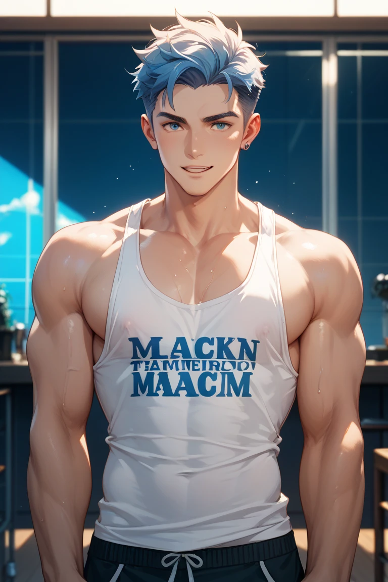 Blue team shirt with black details