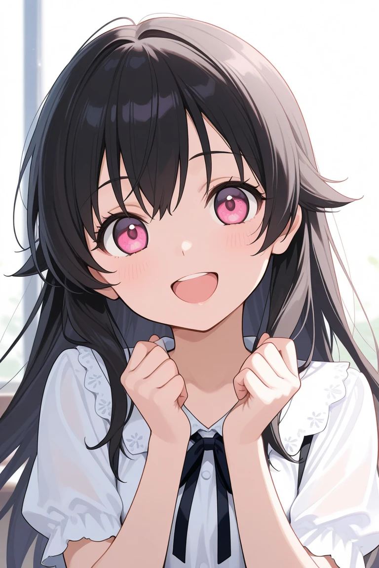 looking at viewer,looking up,from above,upper body,1girl,lick,Put your hands behind your back,Tied with hands behind back,Beautiful 14 year old girl,Japanese,Slender,,low length,Small breasts,Baby Face,Small face,Black Hair,one side up,Gray Eyes,Short Twin Tails,Drooping eyes,middle School girls,Sheer black and pink negligee,lingerie,first round,open mouth,tongue out,front face,Straight Stand,Beautiful and detailed anime art,Mischievous smile,Sexy vibe,cum on tongue,Dimly lit room,Simple Background,Gray background,Low lighting
