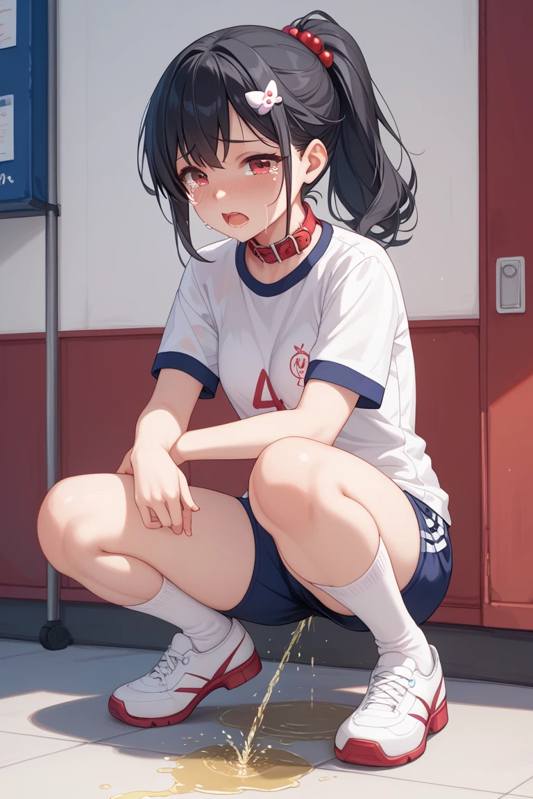 At the gym、exercise、Fitness、spats、training、Showing panties、Girl、Girl、Short、Younger、Lower school year、Baby Face、Both eyes open、flat chest、Glaring、Dynamic Angle、Sweat、sports、Equipment、Wearing clothes、There are a few people behind、masterpiece、best quality、ultra-detail
