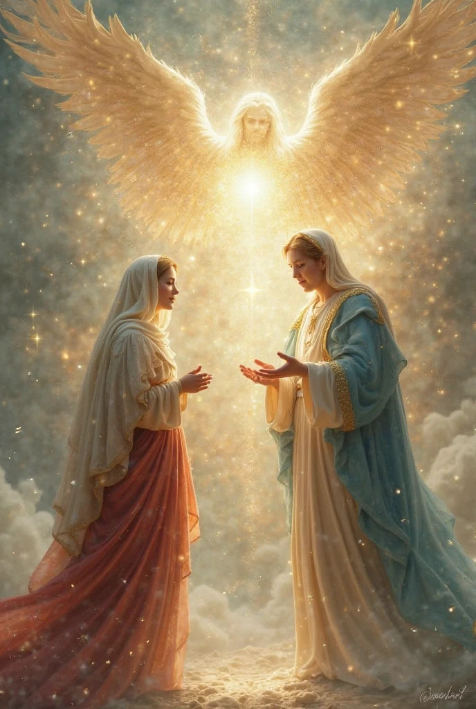 anjos segurando velas na frente de uma estrela brilhante, 2 anjos, anjos em vestidos de gaze branca, Raios de Luz Sagrada Sagrada, anjos biblicamente precisos, Anjos, halo de anjo, anjo protegendo a mulher, Directed by: Roman Bezpalkiv, Angelic Light, Raios Sagrados de Luz Espiritual, catholic religious art, angelic halo, usando halo de anjo, luz santa, imagens sagradas