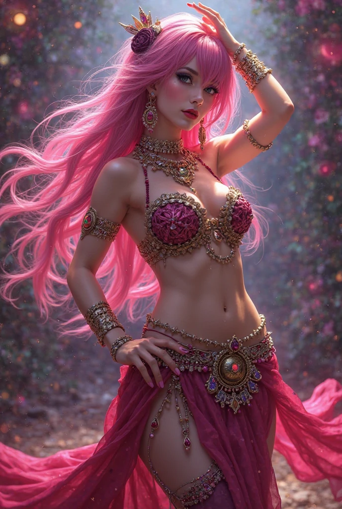Full color, motley, Gorgeous vamp woman, A bold look, a gold, Pink, Yellow, mint, Crimson, blau, lilac, Gradient hair, long wavy hair, full dark red lips, smoky, Desirable, crystal, delightful, Gorgeous eyes, impassioned, Gentle, Seductive pose, Desirable eyes, suntan, Chocolate body, mother-of-pearl body, tanned skin of the body, Languid look, sexy body, Sexy look, rot, blau, violet, Neon, Chrome-plated chains with torn body, Choker, pout, spit take, Surrealism, Minimalism, Romanticism, Ghibli-like colours, chiaroscuro, cinematic lighting, bloom, first-person view, UHD, masterpiece, ccurate, anatomically correct, textured skin, award winning, best quality, 8k