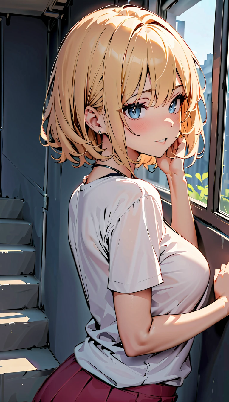 ((20-year-old woman,Blonde short bob hair,she’s walking through an empty room)),Huge kids room,nobody’s room,A room with children’s graffiti,Messy room,Dim electricity,Dimly lit room,There are many long and thin monsters,Uneasy atmosphere