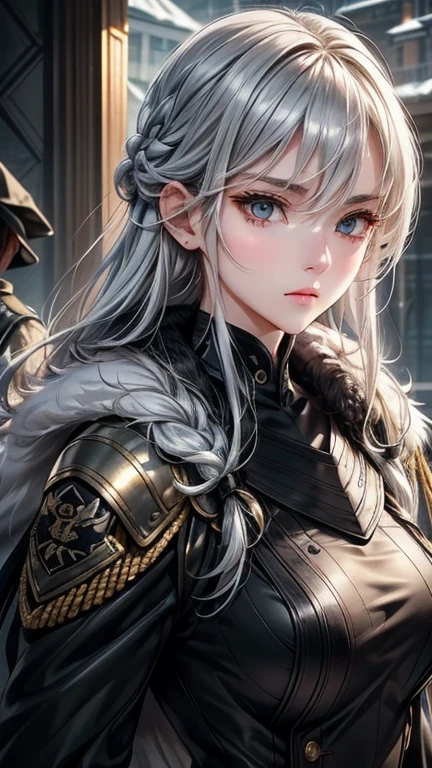 fantasy-style, fantasy, 1girl, solo, detailed hair, long hair, tears, crying, crying with eyes open, jacket, red lips, blue eyes, upper body, white background, zipper, floating hair, blonde hair, simple background, black jacket, teeth, open mouth, looking away, lipstick, shirt, eyelashes, makeup, parted lips, bangs, lips, messy hair, long sleeves, collarbone, high collar, white hair, wind, breasts, looking to the side
(Highres), 8K, Detailed, Ambient Light, Digital Art, Soft Lighting, (Hyper-Detailed Background:1.2), Messy Hair, (Mature Face:1.4), (beautiful face:1.15), (((masterpiece))), (highest quality), ((perfect face)), very deep eyes, (cinematic lighting), detailed eyes, best quality, realistic background, highres, (intricate details), detailed finger, extremely detailed, intricate, award-winning, hyper-detailed, hard lighting, intricate details, eyes focus, (illustration:1.1), highres, trending on artstation