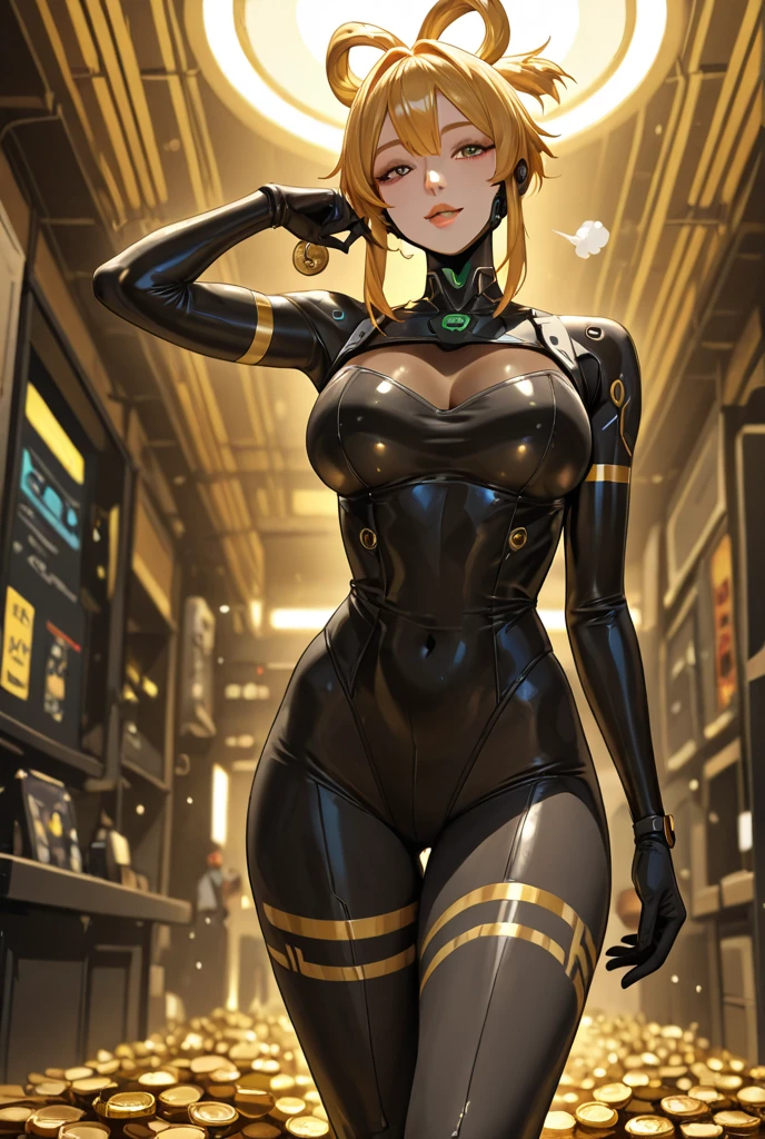 best quality,masterpiece,highres,original,extremely detailed wallpaper,perfect lighting,extremely detailed CG,<lora:add_detail:0.3>,standing,
<lora:LienNeville:0.8>,lienneville,bodysuit,hairband,cleavage,large breasts,