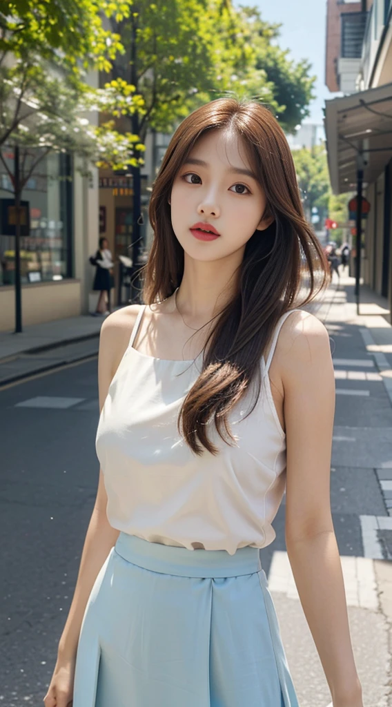 (Best quality, Masterpiece), 1girll, Korean girl,18yr old,Absolutely beautiful, Amazing, swing,Noble,perfect bodies, Perfect face shape,Charming eyes,Bright big eyes,Long eyelashes,sensual lip,White skin,The gauze skirt flew up,Very real,goodlooking,Ethereal beauty