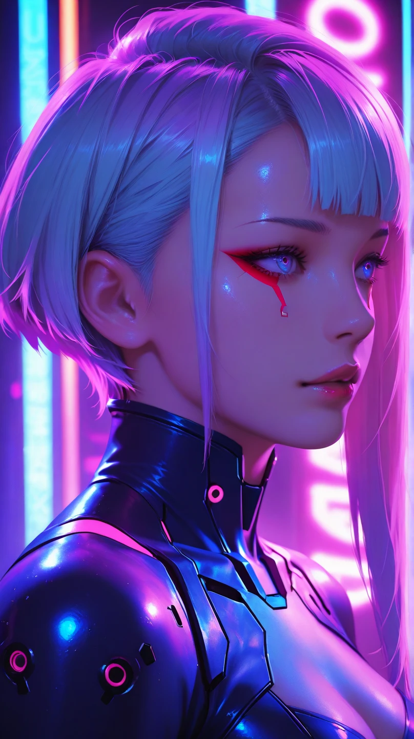 cyberpunk-style woman, neon lights reflecting on face, ultra-detailed, sharp focus, cinematic mood, cool and vibrant colors, dramatic lighting, photorealistic 8K
