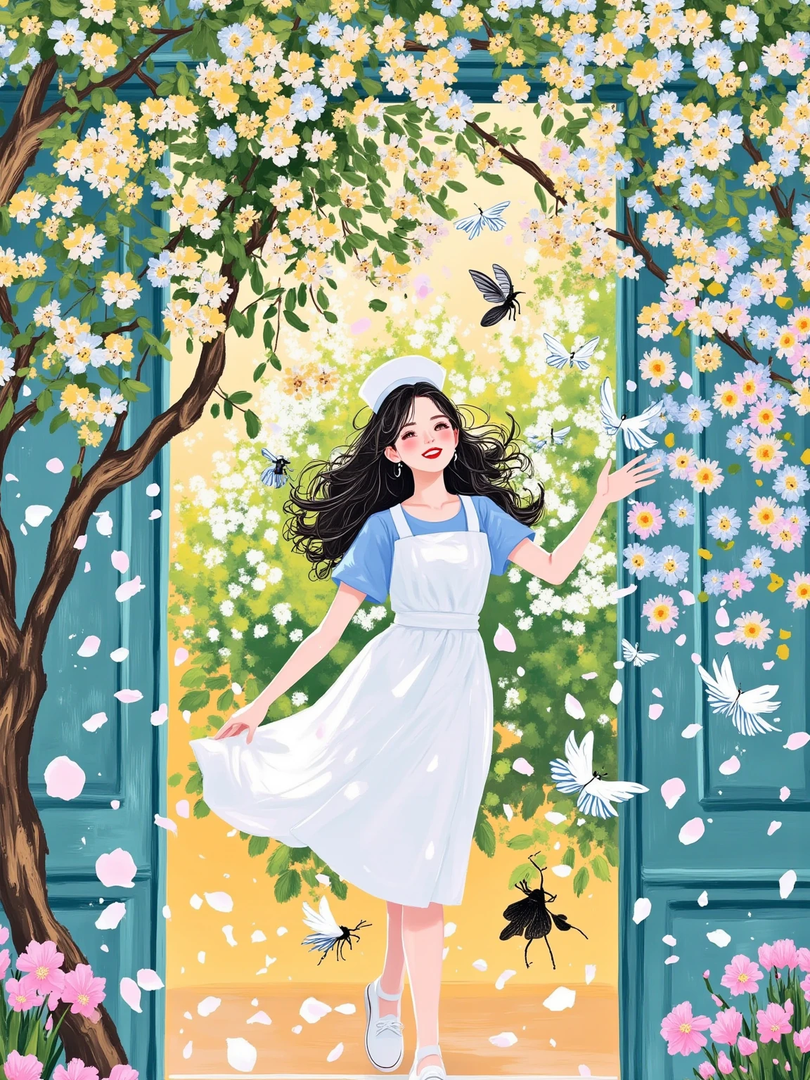 masterpiece, Highest Quality, Morning walk, pup, girl with, Cloud Girl, Floating in the sky, close-up, Glowing light, Happiness, Fresh morning sunshine, (Spark:0.7), Walking, landscape、(8K、Raw photography、top-quality、masterpiece:1.2)、(realisitic、Photorealsitic:1.37)、ultra-detailliert、
1 girl in、cute little、独奏、Beautiful detailed sky、Detailed Cafe、natta、Standing、date、(blush of the nose)、(A smile:1.1)、(Mouth closed)、tiny chest、seducting smile、Night amusement park、merry-go-round、profetional lighting、Sony A7R4、Zessie 50mm f1.8、
medium breasts、Beautiful Detail Eye、(shirt with collar:1.1)、a bow tie、pleatedskirt、(short-hair:1.2)、Floating hair、Happy smile、Happy smile、50year old girl