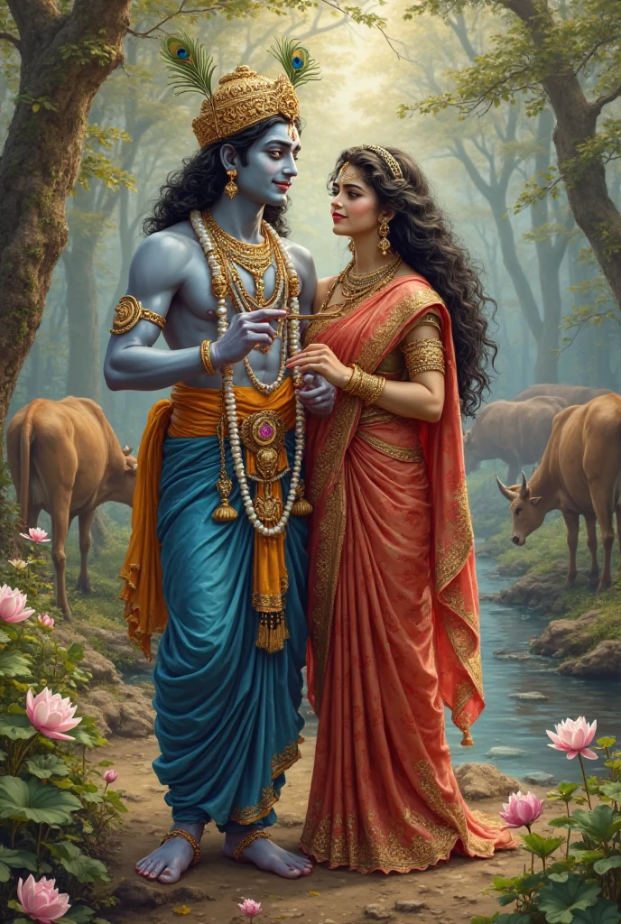 Radha krishan amzing photos
N ot in romentic for room wallpaper in holly pose watching forword change background with caw and forest theme with heavy dreshes