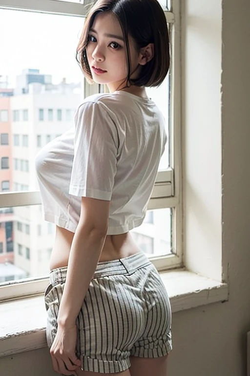 (masterpiece:1.5), (8k, Photorealistic, RAW Photos, Best image quality: 1.4), Japanese Idols、Super detailed face、Attention to detail、Real、 double eyelid、Big and attractive eyes, Sharp focus:1.2、Beautiful woman:1.5、Light brown hair、 Highest quality、masterpiece、Ultra-high resolution、Perfect Shadow、(Photorealistic:1.4)、Highly detailed and professional lighting、Inside the train、Bob Cut Perfect Shape、beautiful girl,Sharp focus, Perfect Anatomy, View your audience、White shirt、The woman is holding onto her skirt、Embarrassing、blush、Sweaty skin、Sweaty underwear、Detailed white panties、Looking down、Erotic look、Detailed fingers、Correct finger、Correct limbs、Correct limbs、Pay attention to the butt、Shooting from below、Browsing Caution