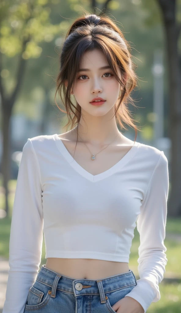 Unbeatable masterpiece, perfect artwork, ((perfect female figure)), short hair, blonde, thin, realism, solo, (realism: 1.4), best quality, ultra high resolution, 1girl, porcelain, kpop ido, full body, (big breasts), (inside pink) (d cup), beautiful, masterpiece, best quality, very detailed face, perfect lighting, solo, plain makeup, best quality, super high resolution, (realistic:1.4), super detailed, masterpiece, 👍 best quality, ulzzang -6500-v1.1