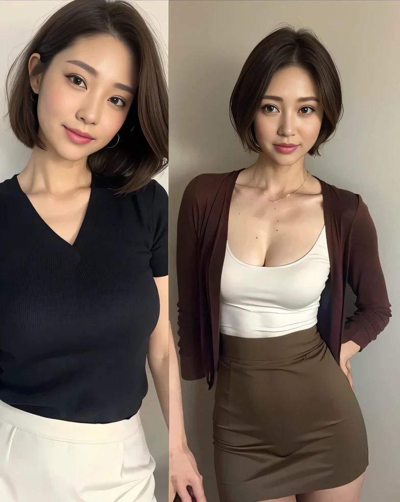 (((A group photo of the top 3 beautiful Japanese moms)))、Everyone has different types and hairstyles, but they are beautiful.、((All of them are obscene and have long breasts that are too big.))、different sexual poses、All wearing white turtleneck sleeveless knit sweaters、Full of big breasts、A room filled with the smell of meth、((Everyone emphasizes their big breasts))、living room、A group photo taken side by side so that the whole body can be seen