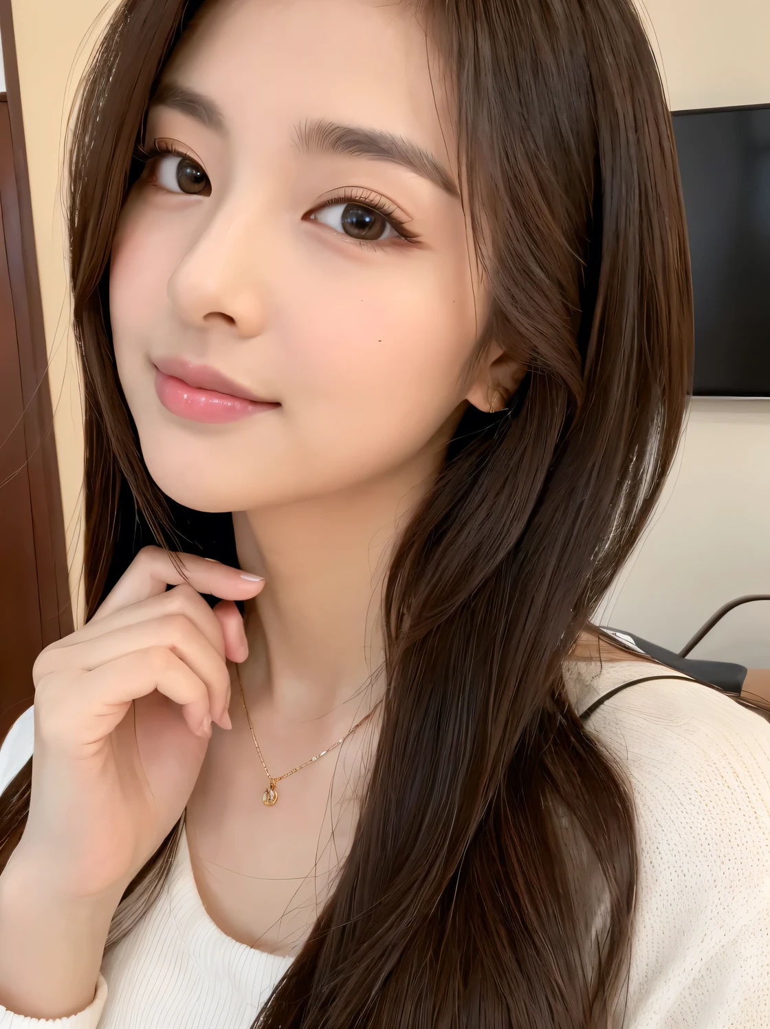 seed:2020674263.((Full body angle:1.1)).((Highest quality, 8K, masterpiece:1.3)), ((from below:1.1)).concentrated:1.2, Perfect body beauty:1.4, Hips:1.2, ((Delicate Hair)), (Colorful button-through crop shirt :1.1) , ((Highest quality、、masterpiece:1.3))、1 Girl、A sloppy smile、Esbian all over、Slim face、Big Boobs、Beautiful woman、(Dark Brown Hair)、Long Hair、1、Flickering Valley、Detailed eyes、double eyelid、Blurred Background、超Slim face、Smile、Looking down、stroll、