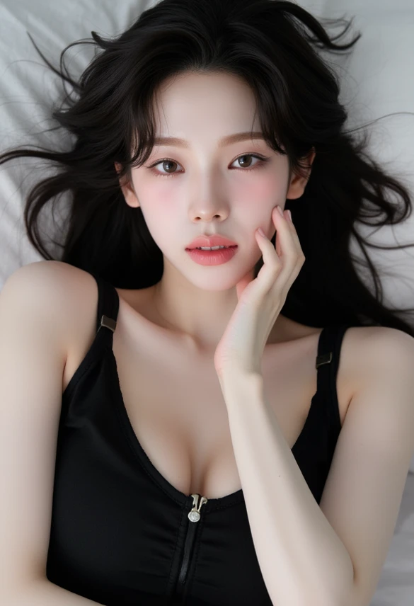 ((best quality)),absurdres,(ultra high res),(photorealistic:1.6), octane render,(hyperrealistic:1.2), (photorealistic face:1.2), mature woman, modeling, perfect face, naughty face, sports bra, yoga pans, necklace, medium hair, (full body shot), (realistic:1.7), (8k), (Masterpiece), (realistic skin texture), (soft lighting), (black eyes),