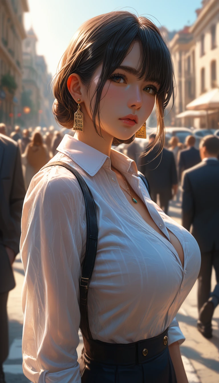 (masterpiece), Mature , sexy, After, Floral lace underwear, Natural light, realistic, camel toe, diffused light, Depth of bounds written, white skirt, vapor, (lift skirt),black underwear, (urination), lively , embarrassed expression, Public place