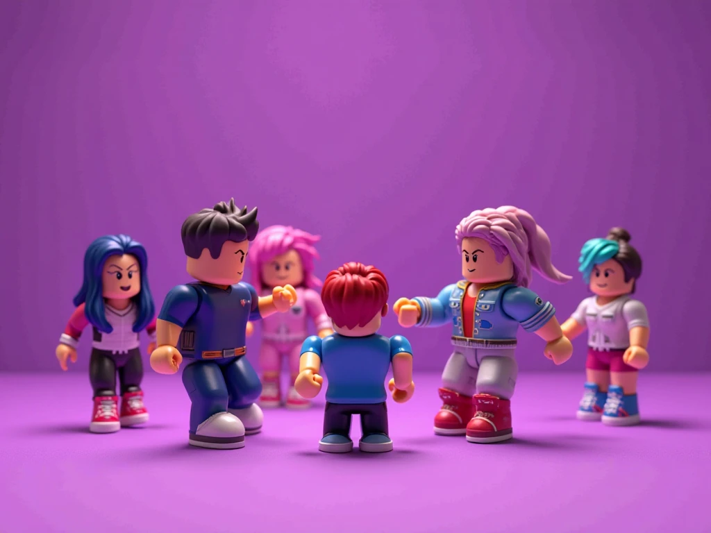 2 girls and 2 guy
s in Roblox character in 1 frame
1 girl dress up as emo red hair with red shirt and black long skirt 

1 girl dress up as pink hair girl with yellow flowers crown and kpop's TWICE merch

another 1 guy dress up as emo black hair,have black mask and white black pattern on his shirt

1 guy dress up as sleeveless grey shirt with white hair and a white binie

4 PEOPLE IN TOTAL
they all in roblox character and they all 4 of them