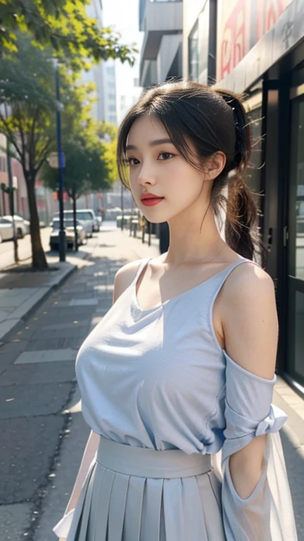 ((Best picture quality,8K))，Korean，top beauty，Very beautiful，(longer sleeves:1.3)，(Medium shot:1.2),Tilt to one side，(1girll),{{26-year-old lactating woman}}，hair-bun，(1boy)，(A ten-year-old boy)，(Huge breasts:1.3),ssmile,(In the train car)，(crowd)