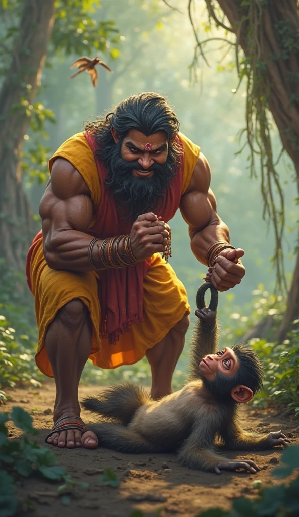 Lord Bajrangbali Hanumanji (in form of monkey god form)helping a boy in gym and soumya is written on the back of tshirt wich the boy has worn