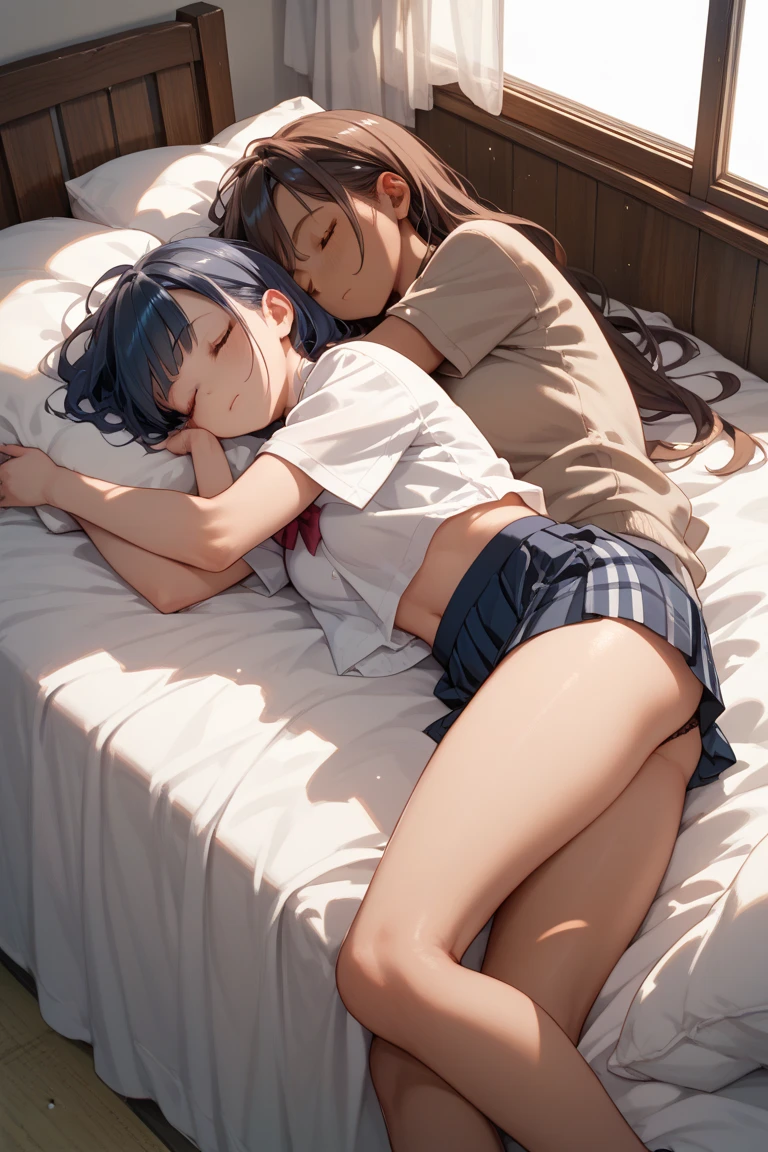 Got fucked from behind, reach the climax, see pussy, see cock, Thai , Plain white shirt, Plain dark blue skirt, Take your dick and open her pussy hole., in the bedroom, have sex, Cock stuck in pussy