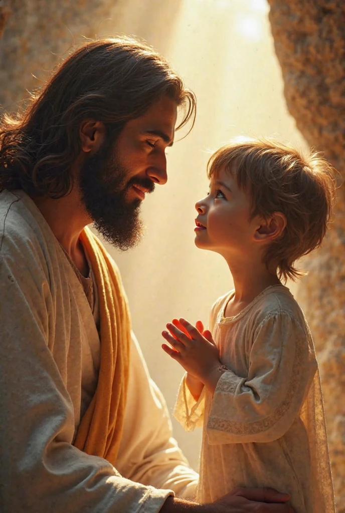 Jesus praying with a child 