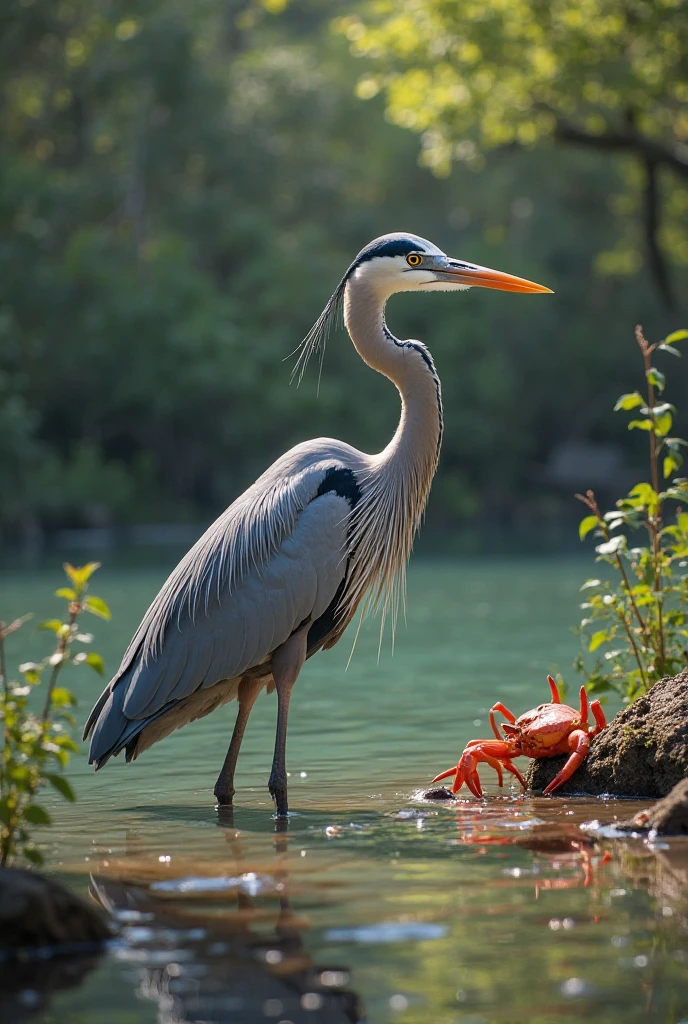 8k,dslr photo,One morning,on the edge of the forest,nature awakens,a eerie fog playing with the sunrise,a calm river,a delicate blue heron is (((drinking))),dew on grass,(((( close-up)))),iso 200,f/2,8,1/250,