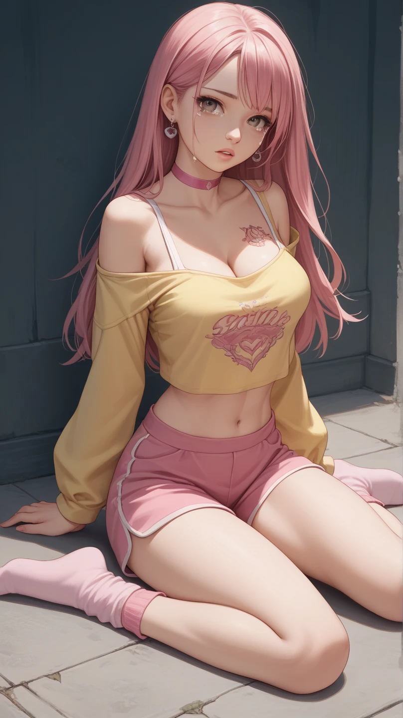 (best quality,masterpiece:1.2),absurd,1girl,open legs,twin tails,smile,((hand in panties)),detailed eyes,detailed lips,illustration,realistic,soft lighting,vibrant colors,bokeh,playful,mischievous,erotic,provocative,dreamlike,sexy pose,sensual,pink tones,creative composition,(camisa sin sujetadore),(small vragas)