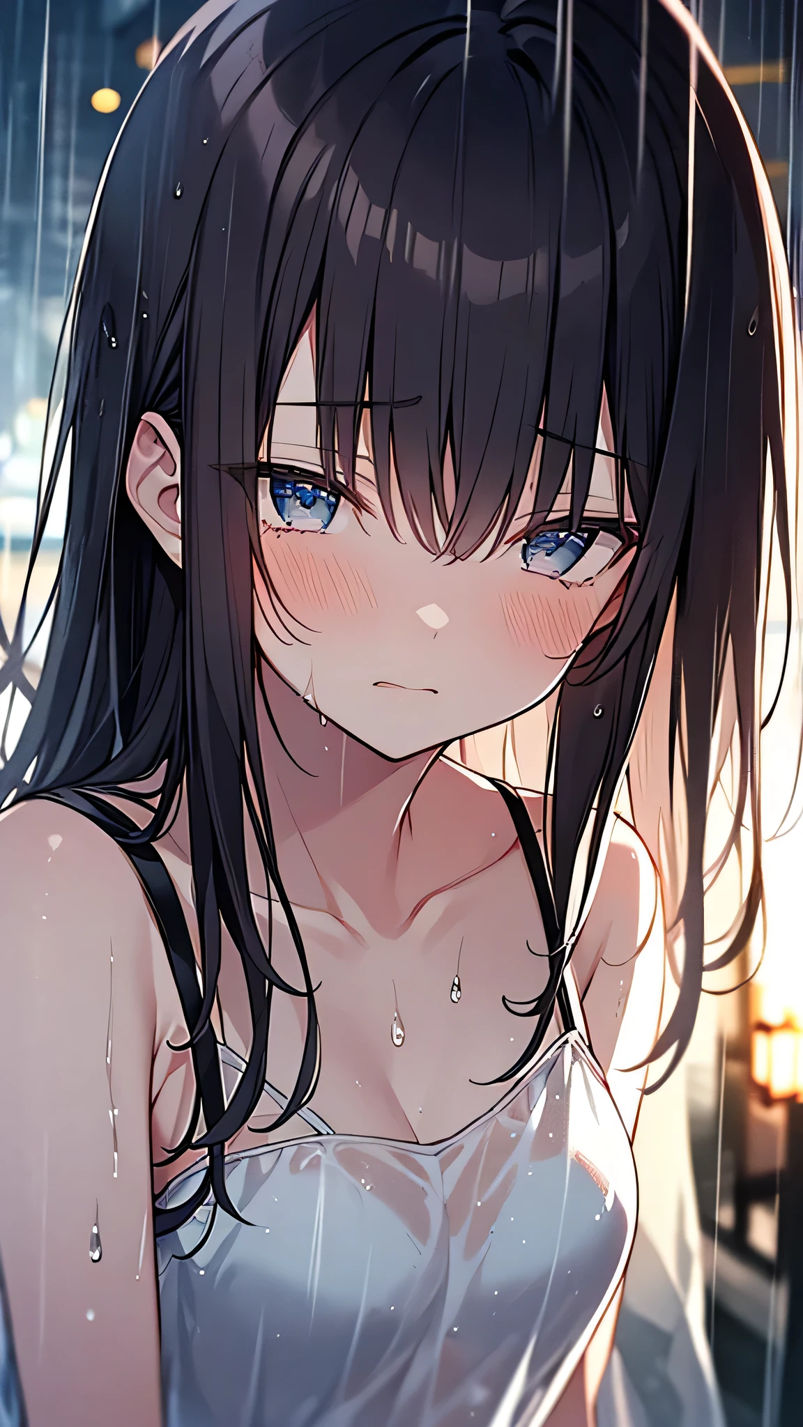 I'm in a school classroom、Beautiful young ????? female student,Medium length black hair,(Highest quality、4K、8k、High resolution、masterpiece:1.2)、Super detailed、Dramatic lighting、Intricate details、Functional、??????、close、Emotional