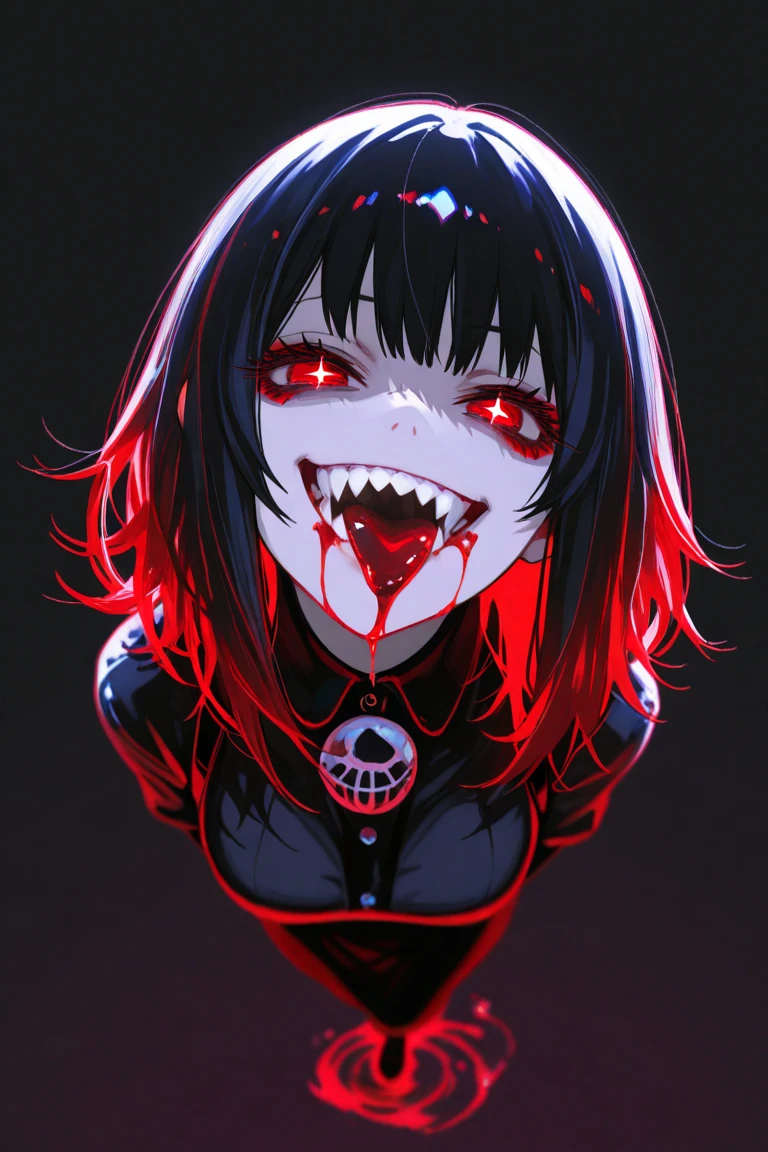 ((Mejor calidad)), ((muy detallado)), obra maestra, absurdos, cara detallada, hermoso rostro, (1 chica), trance yandere, yandere, manos en la propia cara, manos en sus propias mejillas, Espeluznante, flequillo desordenado, pelo largo y desordenado, PELO NEGRO, orejas de gato, sonriente, black lipstick, gran angular, en forma de corazon_alumnos, tan, Ojos Humeantes, mask, delineador de ojos, rubor, heart-shaped_pupils