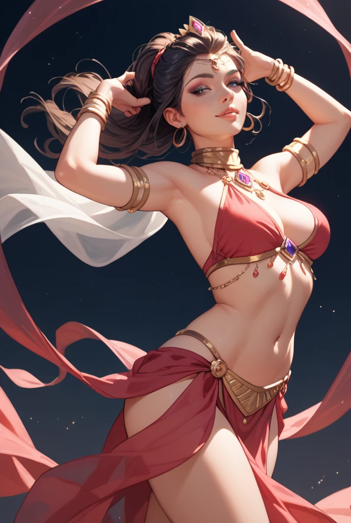 (Masterpiece - Illustrations - Detailed - Best Quality)) - Anime Style - Genshin Impact Style - 1 Female - Inspired by Mexican Adelitas - Full Body Perspective - Native Mexican - Aztec - Long Black Hair - Dark Brown Skin - Stunning Appearance - Traditional Mexican clothing - poncho - topless - braless - bare breasts - exposed breasts - presentation breasts - - medium breasts, naturally hanging -- nipples - dark nipples - covered by subtle tufts of hair - pink Mexican skirt - sash at waist and abdomen - closed sandals - gold bracelets, earrings and necklaces - imposing presence - flower petals in the environment -