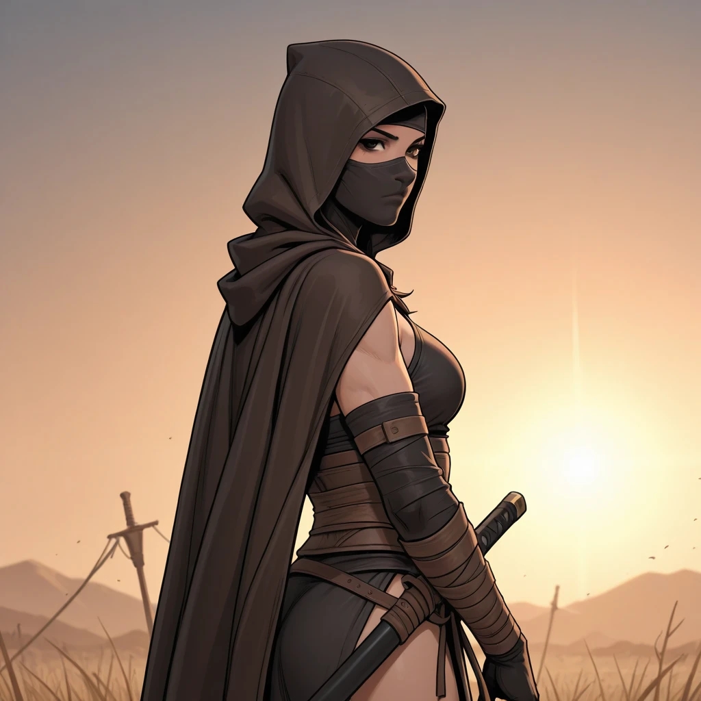 Male arab modern terrorist, terrorist, black balaclava, black clothes, thin waist, femboy, light skin, makeup, black eyeliner, big eyelashes, black eyeshadow, choker, desert, night, rain